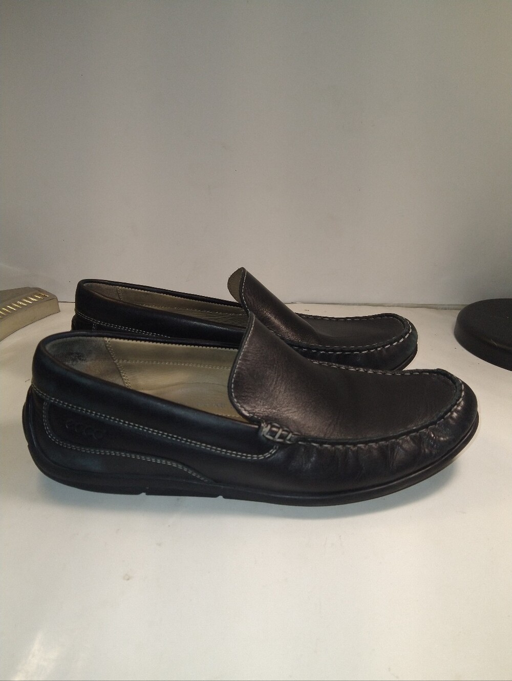 Ecco Classic Moc 2.0 Black Driving Loafers Shoes Men's sz 10(44).